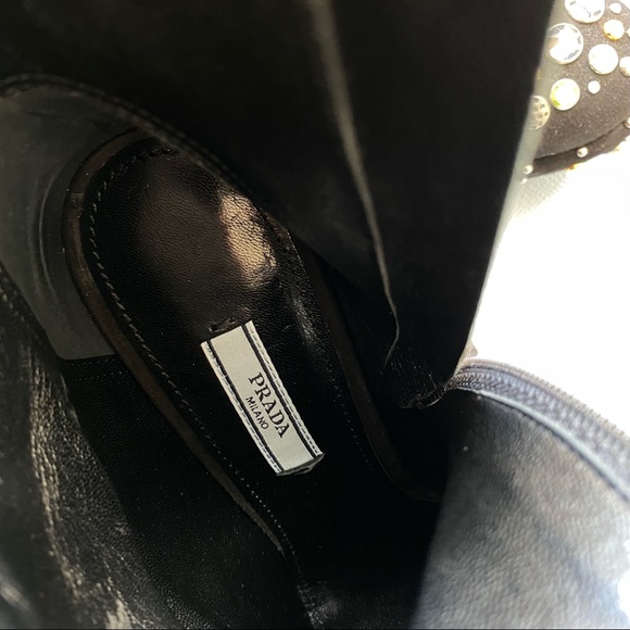 Worn x1 Prada Suede Crystal Embellishments Boots - Picture 9 of 12
